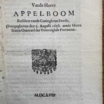Memoriael vande Heere Appelboom Koning van Zweden 1658