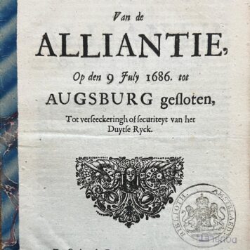Tractaet van de alliantie op den 9 july 1686. tot Augsburg gesloten