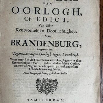 Declaratie van Oorlogh of edict Brandenburg Amsterdam 1689
