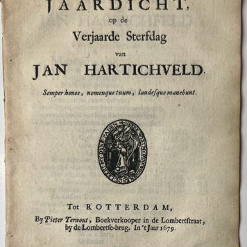 Jaardicht op de verjaarde sterfdag van Jan Hartichveld Hartigveld 1678