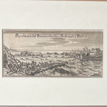 Durchbruch desz Dammes zwischen Amsterdam und Haerlem. M. Merian Print Halfweg dijkdoorbraak