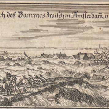 Durchbruch desz Dammes zwischen Amsterdam und Haerlem. M. Merian Print Halfweg dijkdoorbraak