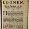 Ordonnantie van de loonen op de fabrijck van de Haerlemse, soo zijde, als gaerne, stoffen, mitsgaders caffa,