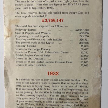 Remembrance day 1932 Wear a Flanders Poppy British legion