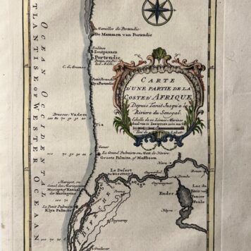 Kaart van de kust van Afrika van Tanit tot aan de Rivière van Senegal.