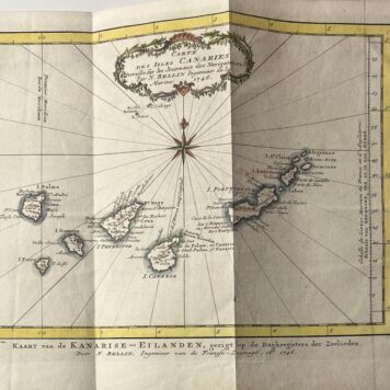 Coloured Carte des isles Canaries kaart Canarische eilanden 1746