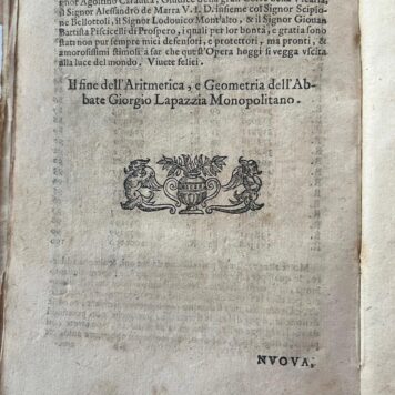 Libro d'Aritmetica e Geometria Napels Lapazzaja (Lapazzaia) 1601