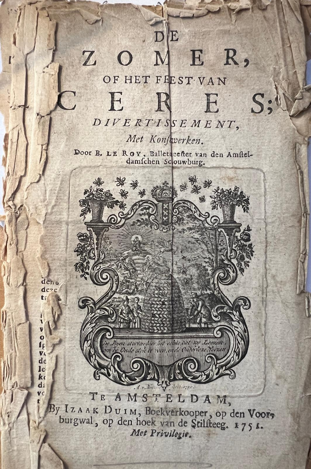 B. le Roy De zomer of Het feest van Ceres. 1751 B. le Roy De zomer of Het feest van Ceres. 1751