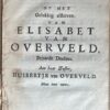 Op het gelukkig afsterven van Elisabet van Overveld