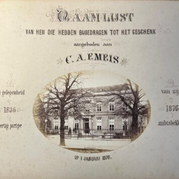 Album met gekalligrafeerde Naamlijst voor het cadeau van Cornelis Antonie Emeis Universiteit Leiden