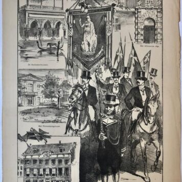 [Original lithograph/lithografie by Johan Braakensiek] Het 255-jarig bestaan der Instelling van Hooger Onderwijs te Amsterdam, 26 Juni 1887, 1 pp.