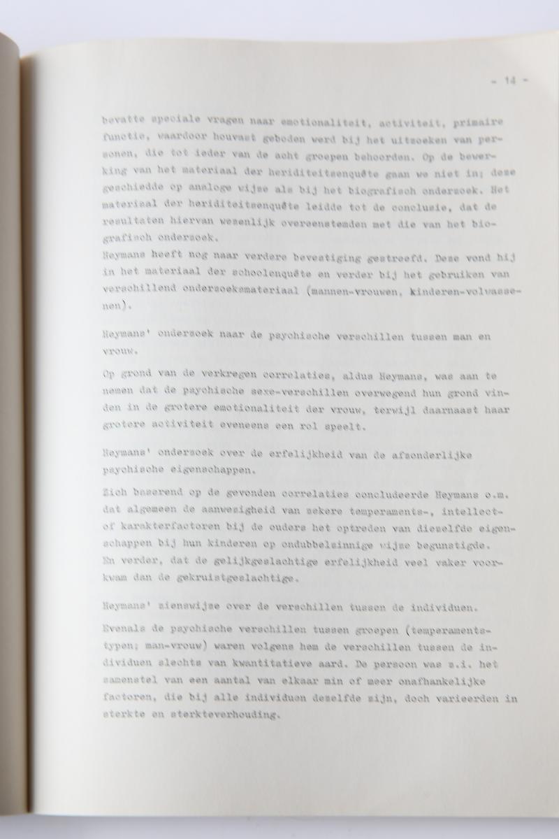 De ontwikkeling van de psychologie in Nederland tot 1940, z.pl. [ 1973 ] 8 + ca.150 pag., gestencild.