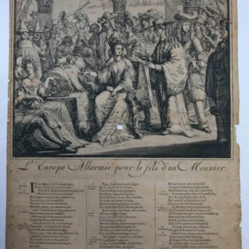 [Antique print, etching and letterpress] L'Europe allarmée pour le fils d'un meunier, published 1689, 1 p.