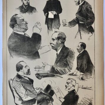 [Original lithograph/lithografie by Johan Braakensiek] In Burgerpligt 28 November 1887, 1 pp.