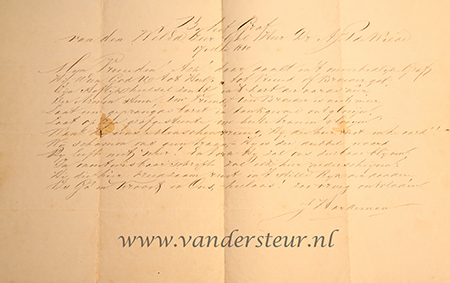  - WILDE, DE, HARKEMAN -- Gedicht 'Bij het graf van dr. A.J.P. de Wilde, 17 mei 1880'. Ondertekend J. Harkeman.