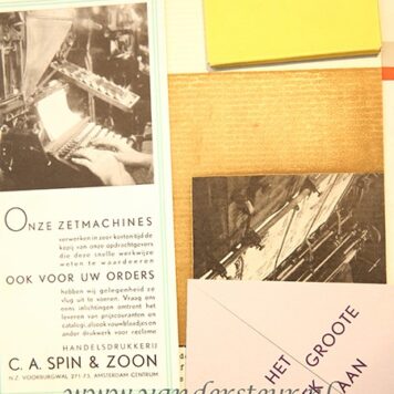 SPIN, AMSTERDAM -- Collectie van 10 drukwerken betr. de drukkerij C.A. Spin & Zn. te Amsterdam, ca. 1935.