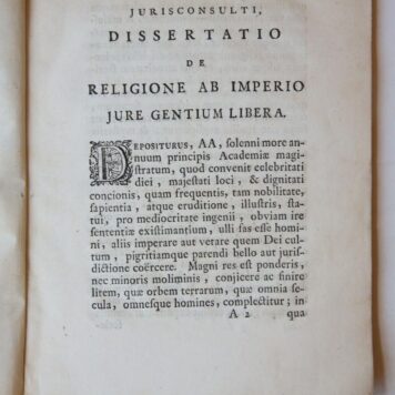 Dissertatio de religione ab imperio jure gentium libera [...] Leiden Fredericus Haaring 1706