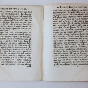 Dissertatio de religione ab imperio jure gentium libera [...] Leiden Fredericus Haaring 1706