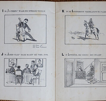 Nieuw vermakelijk ABC boek, uitgegeven ter eere van de promotiepartij van Mr C.G.J. Bijleveld Leiden P.J. Mulder 1890.