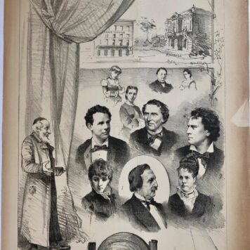 [Original lithograph/lithografie by Johan Braakensiek] Portretten en Namenlijst, 9 Januari 1887, 1 pp.