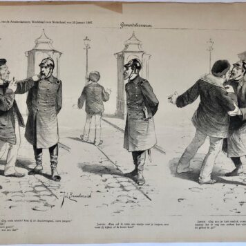 [Original lithograph/lithografie by Johan Braakensiek] Gemoedsbezwaren, 23 Januari 1887, 1 pp.