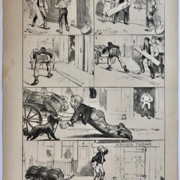 [Original lithograph/lithografie by Johan Braakensiek] Gelegenheid maakt den dief. (Historisch.) 13 Maart 1887, 1 pp.