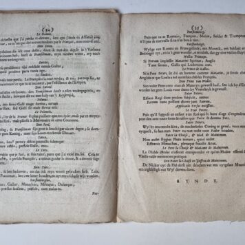 [Pamphlet, satirical, Rome 1689] Pasquyns historie van de werelt op het jaer 1688. Waer by komt een vertooningh van alle de Staten van Europa in 't begin van 't jaer 1689. In de Latijnsche, Fransche en Nederduytsche talen. Amsterdam, P. Romeyn, 1689, 35 pp.