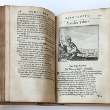 Schat der ghesontheyt, verciert met historyen, kopere platen, als oock met verssen van heer Jacob Cats, 7e druk (...) op nieus vermeerdert met het steen-stuck van dezelve autheur. 2 delen in 1 band, Amsterdam, J.J. Schipper, 1649.