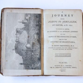 A journey from Aleppo to Jerusalem at Eastern A.D. 1693, to which is added an account of the author's journey to the banks of the Auphrates at Beer and to the country of Mesopotamia. 4th ed., Perth, 1800, 228 pp. Text in English.