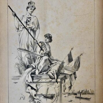 [Original lithograph/lithografie by Johan Braakensiek] De Opening van het Merwede-Kanaal, 7 Augustus 1892, 1 pp.