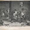 VRIJMETSELARIJ, LEPICIE, TENIERS--- Grote gravure 'Les francs macons flamands en loge', door Lepicie naar David Teniers, 1747. 42x53 cm., 6 regelig onderschrift.