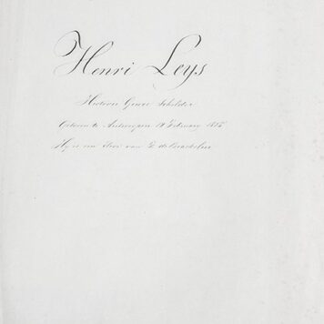 LEYS--- Briefje van Henri Leijs, d.d. 1851, betr. het tentoonstellen van een schilderij van zijn hand in Den Haag, 8°, 1 pag., manuscript.