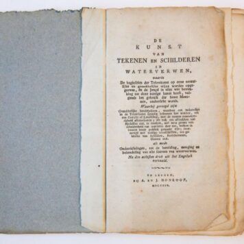 De kunst van tekenen en schilderen in waterverwen. Uit het Engels vertaald door A. Fokke Simonsz, Leiden, Honkoop, 1804.