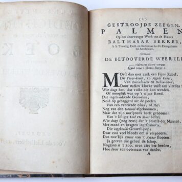 [Poetry 1691] Verscheyde gedichten so voor als tegen het boek genaamt de Betoverde weereld, Amsterdam, A. Hendriksz 1691.