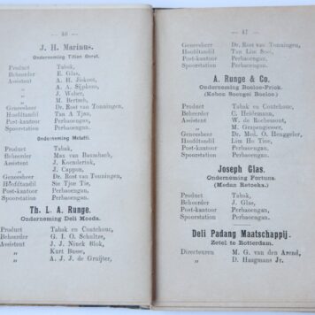 Adresboek van de residentie Sumatra's Oostkust, Medan, Hallermann, 1901. Addressbook of the residence Medan at the East coast of Sumatra, published by Hallerman, 1901.