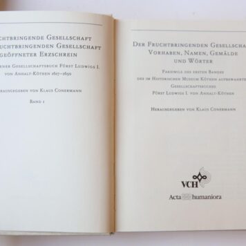 Fruchtbringende Gesellschaft. Der fruchtbringende gesellschaft geoffneter erzschrein. 3 volumes in cassette 1985.