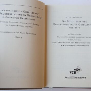 Fruchtbringende Gesellschaft. Der fruchtbringende gesellschaft geoffneter erzschrein. 3 volumes in cassette 1985.