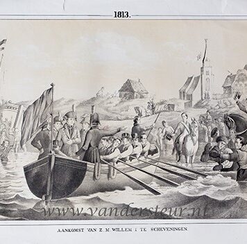 Aankomst van Z.M. Willem I te Scheveningen. 1813.