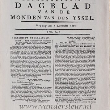 Extraordinair Dagblad van de Monden van den Yssel, Vrijdag den 3 December 1813, (no 54).