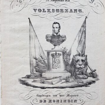 's Konings verjaardag 24 augustus 1831. Volksgezang. Opgedragen aan Hare Majesteit de Koningin. Woorden van H. Tollens en Muziek van C. Mühlenfeldt. Rotterdam bei L. Plattner.