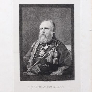 Z.M. Koning Willem de Derde. Ets en gravure op chine collé, 46x30cm.