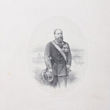 Lithografie op chine collé, 32x23cm, van Willem III. Uitgegeven door Wed. E. Spanier te 's Hage.