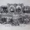 JUBILAEUM 12 MEI 1874. Staalgravure, 52x56cm. Gedenkplaat ter gelegenheid van het 25-jarig regeringsjubileum van Koning Willem III op 12 mei 1874. Naar beeltenissen van J.H. Otterbeek, H.F.C. ten Kate en CH. Roggessen, 1874.