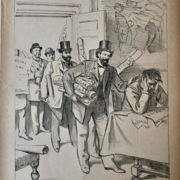 [Original lithograph/lithografie by Johan Braakensiek] De onvergankelijke beurs-quaestie, 9 October 1892, 1 pp.
