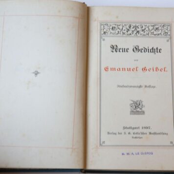 Neue Gedichte von Emanuel Geibel, geg., 320 pag.