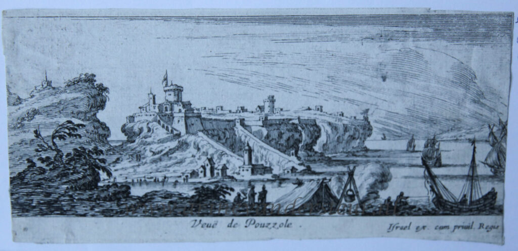[Antique print, etching] Veue de Pouzzole (View of Pozzuoli, near Napoli, Napels), published ca. 1640, 1 p.