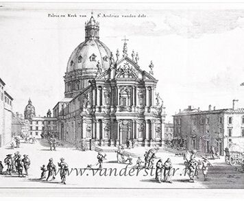 [Antique print, etching] VOORNAAMSTE GEBOUWEN Vande Tegenwoordige STADT ROMEN (view of the Church of Sant'Andrea della Valle), published ca. 1681.