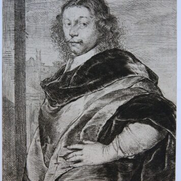 [Antique portrait print, etching] FRANCISCUS A MIERIS Pictor Leidensis/Schilder Frans van Mieris, c. 1667.