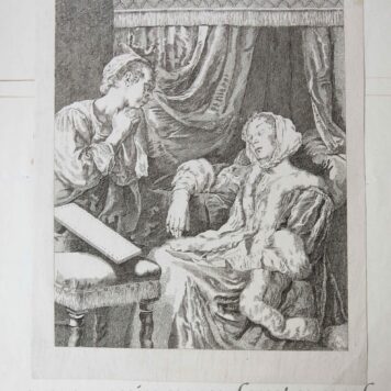 [Antique etching, ca 1784] Vrouw in katzwijm, Pieter de Mare, naar Frans van Mieris (I), 1768 - 1784, published ca 1784, 1 p.