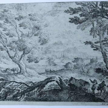 [Antique print, ca 1704] Storm on a landscape with sea in the background, signed by Adriaen Van Diest, published ca 1704, 1 p.